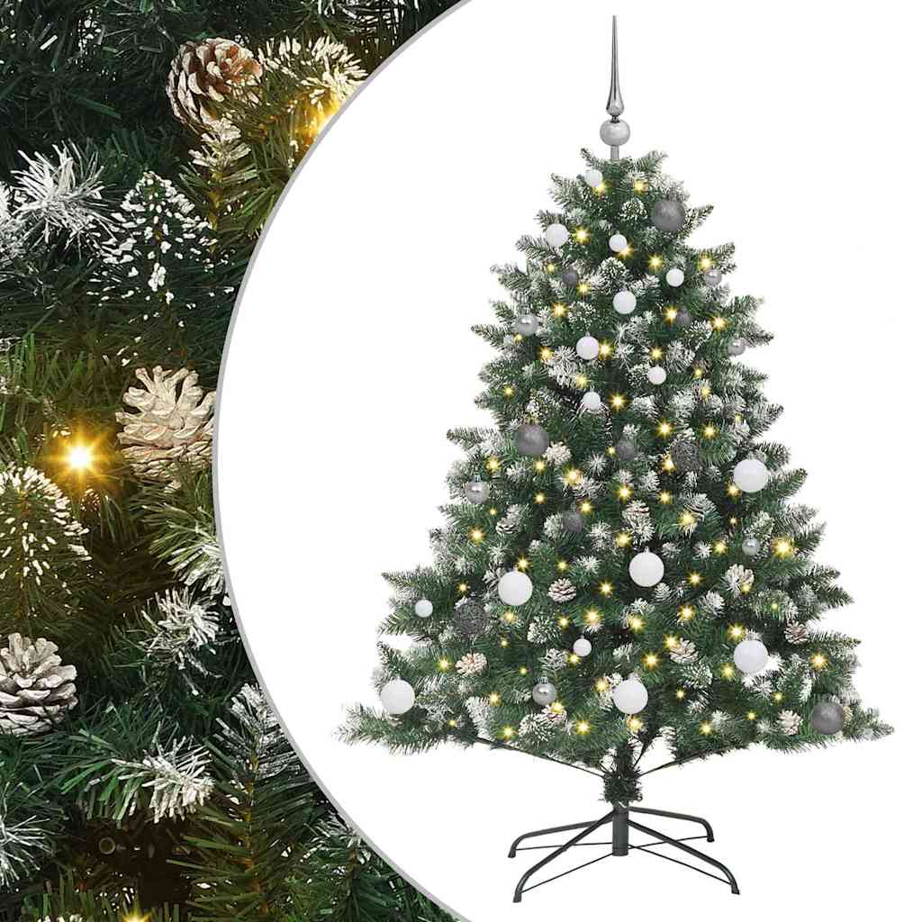 VidaXL sapin de Noël artificiel avec 150 LED vertes, 150 cm PVC et plastique et acier