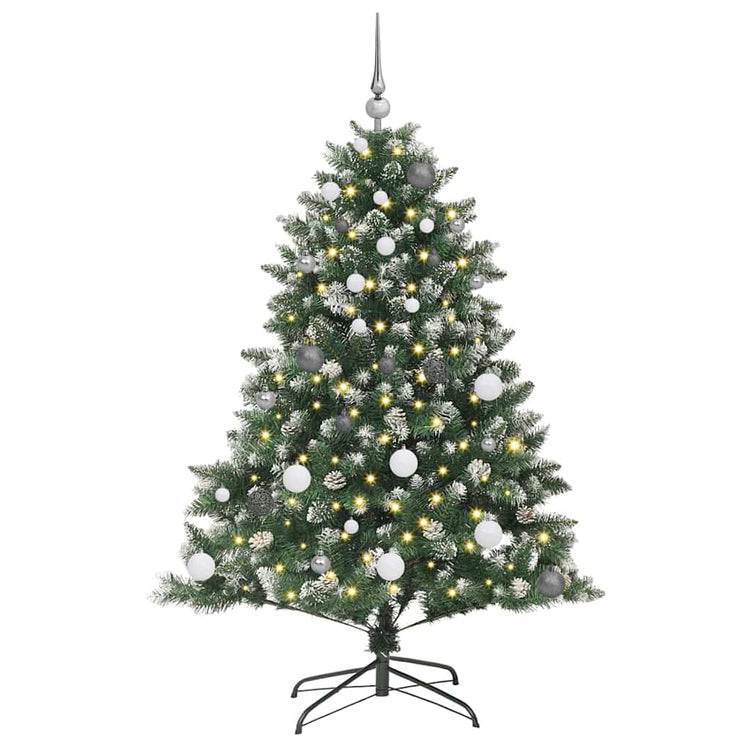 VidaXL sapin de Noël artificiel avec 150 LED vertes, 150 cm PVC et plastique et acier