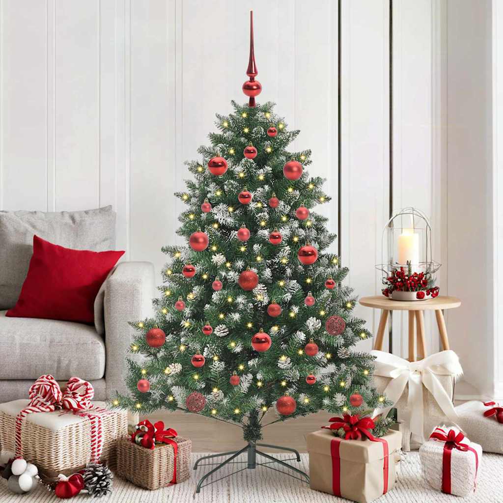 VidaXL sapin de Noël artificiel avec 150 LED vertes, 150 cm PVC et plastique et acier