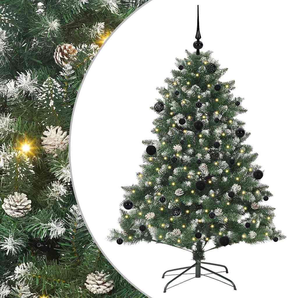 VidaXL sapin de Noël artificiel avec 150 LED vertes, 150 cm PVC et plastique et acier