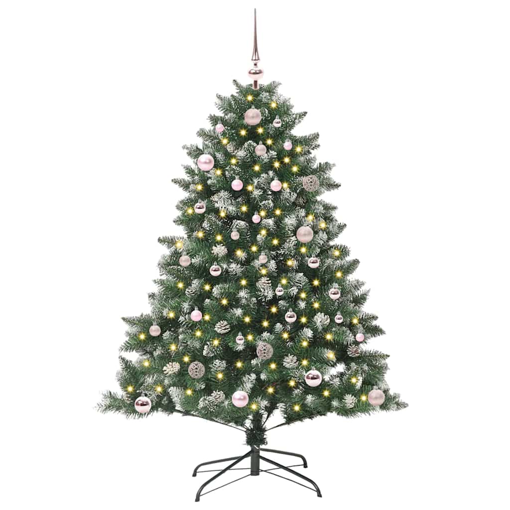 VidaXL sapin de Noël artificiel avec 150 LED vertes, 150 cm PVC et plastique et acier