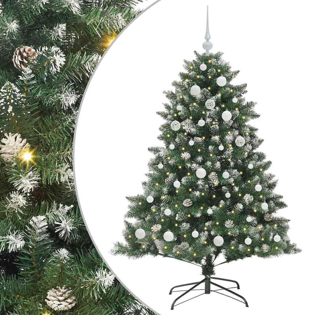 VidaXL sapin de Noël artificiel avec 150 LED vertes, 150 cm PVC et plastique et acier