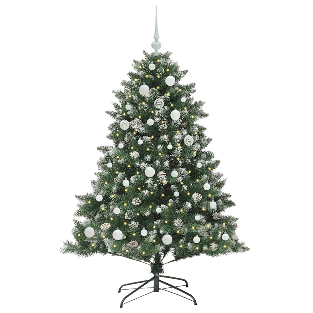 VidaXL sapin de Noël artificiel avec 150 LED vertes, 150 cm PVC et plastique et acier