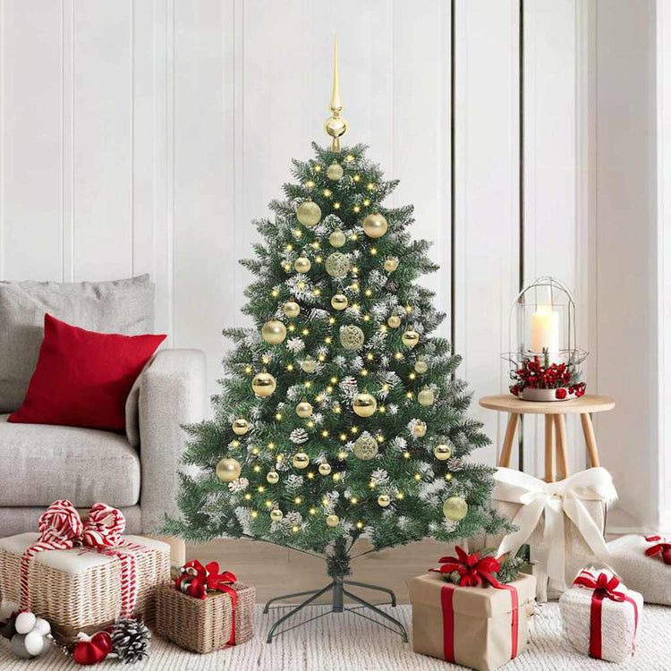 VidaXL sapin de Noël artificiel avec 150 LED vertes, 150 cm PVC et plastique et acier