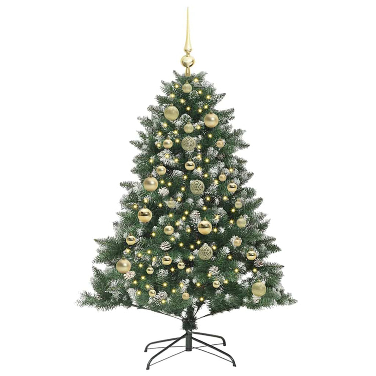 VidaXL sapin de Noël artificiel avec 150 LED vertes, 150 cm PVC et plastique et acier