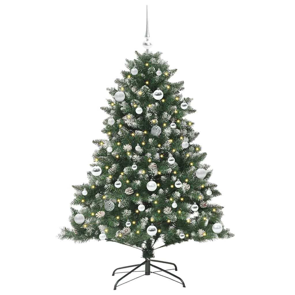 VidaXL sapin de Noël artificiel avec 150 LED vertes, 150 cm PVC et plastique et acier