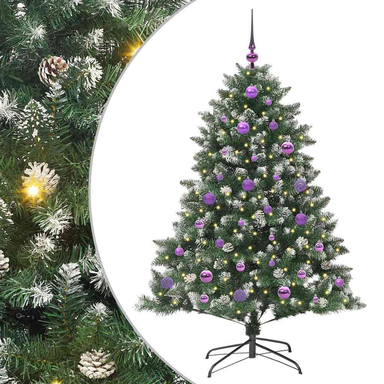 VidaXL sapin de Noël artificiel avec 150 LED vertes, 150 cm PVC et plastique et acier