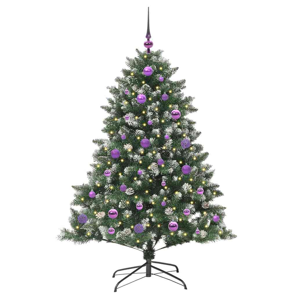 VidaXL sapin de Noël artificiel avec 150 LED vertes, 150 cm PVC et plastique et acier