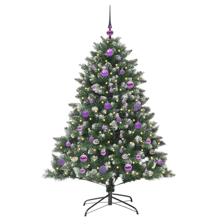 VidaXL sapin de Noël artificiel avec 150 LED vertes, 150 cm PVC et plastique et acier