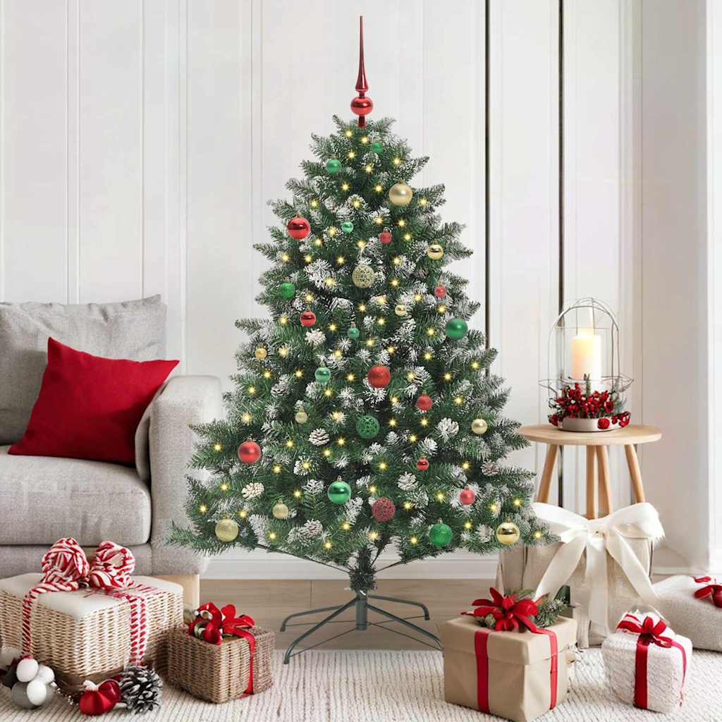 VidaXL sapin de Noël artificiel avec 150 LED vertes, 150 cm PVC et plastique et acier
