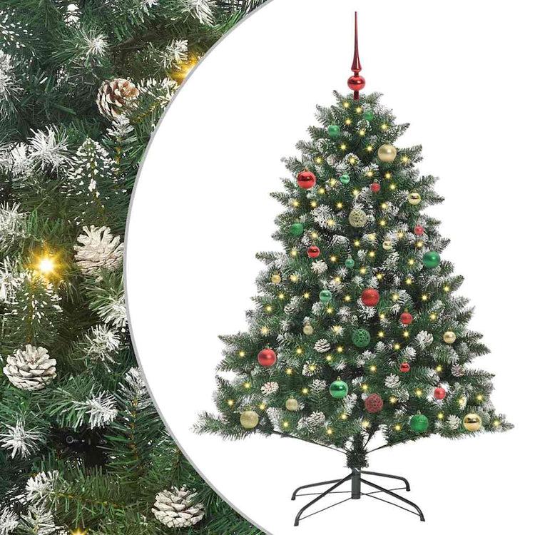 VidaXL sapin de Noël artificiel avec 150 LED vertes, 150 cm PVC et plastique et acier