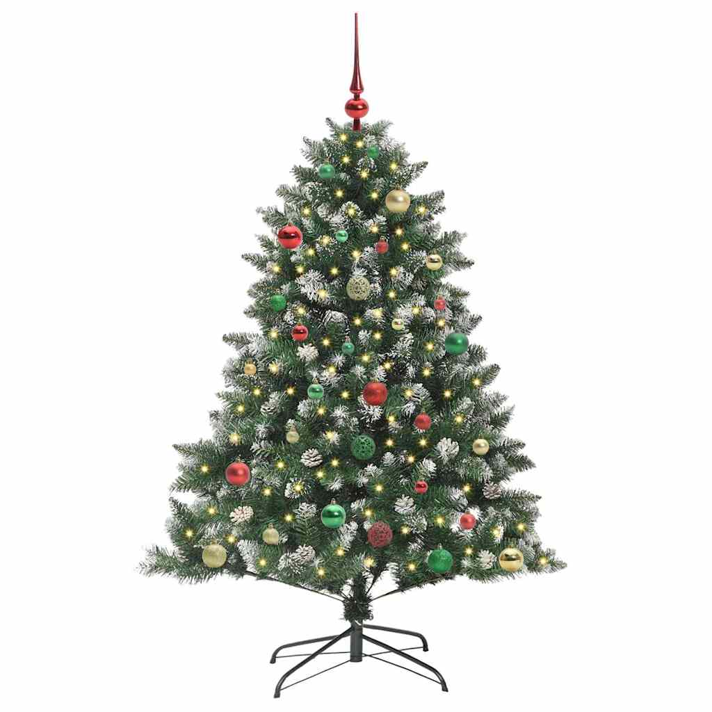 VidaXL sapin de Noël artificiel avec 150 LED vertes, 150 cm PVC et plastique et acier