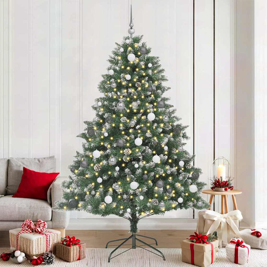 VidaXL sapin de Noël artificiel avec 300 LED vertes, 210 cm PVC et plastique et acier