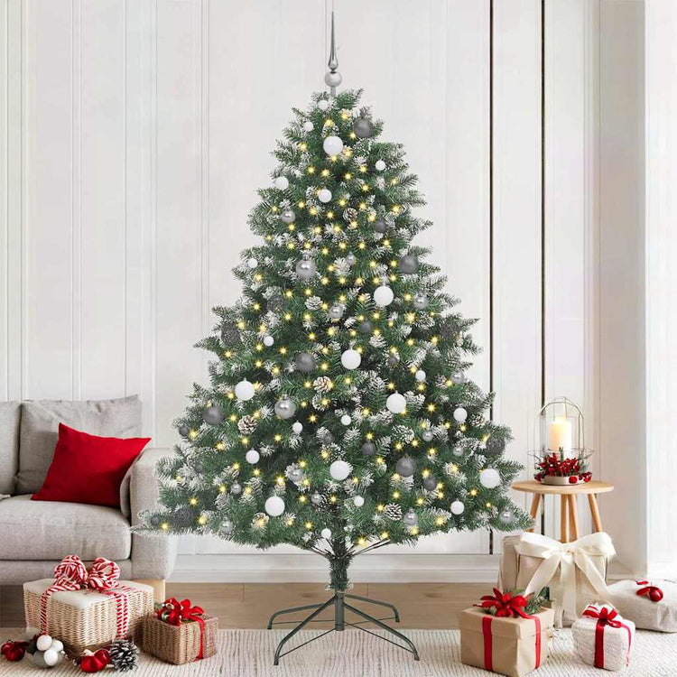 VidaXL sapin de Noël artificiel avec 300 LED vertes, 210 cm PVC et plastique et acier