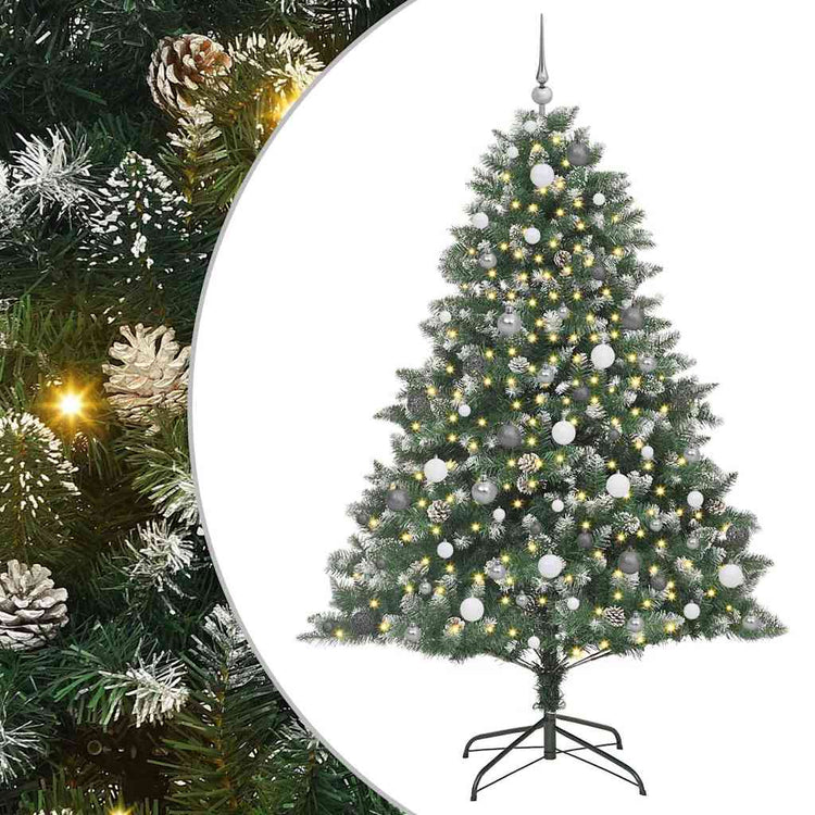 VidaXL sapin de Noël artificiel avec 300 LED vertes, 210 cm PVC et plastique et acier