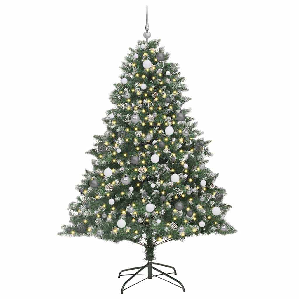 VidaXL sapin de Noël artificiel avec 300 LED vertes, 210 cm PVC et plastique et acier