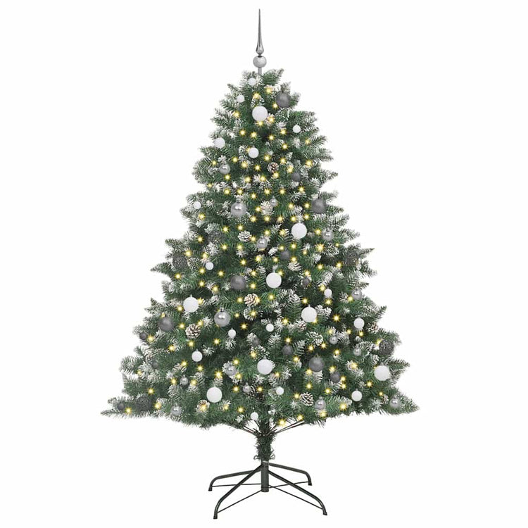 VidaXL sapin de Noël artificiel avec 300 LED vertes, 210 cm PVC et plastique et acier