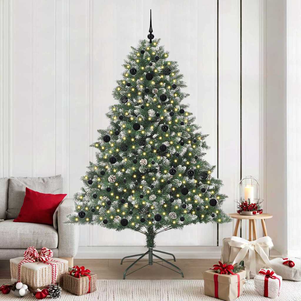 VidaXL sapin de Noël artificiel avec 300 LED vertes, 210 cm PVC et plastique et acier
