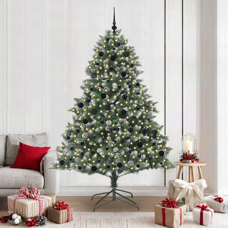 VidaXL sapin de Noël artificiel avec 300 LED vertes, 210 cm PVC et plastique et acier