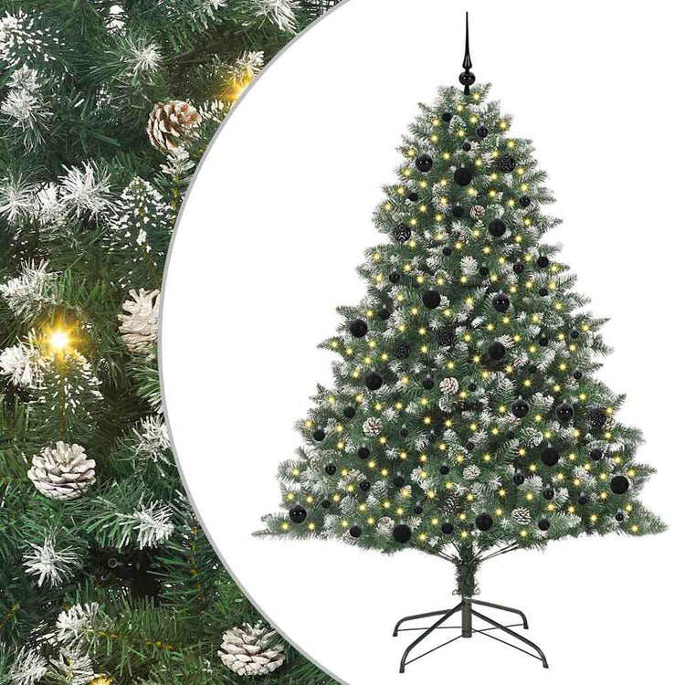 VidaXL sapin de Noël artificiel avec 300 LED vertes, 210 cm PVC et plastique et acier