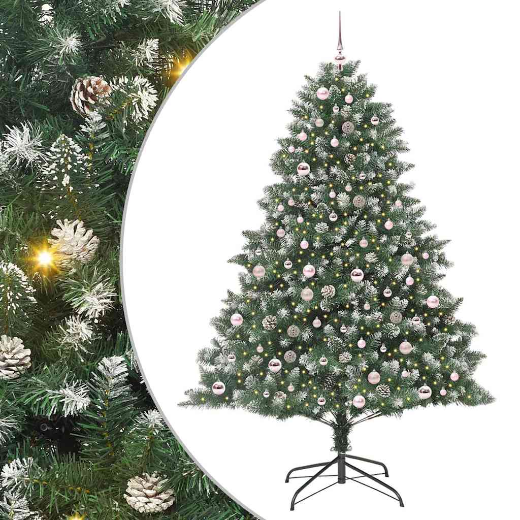 VidaXL sapin de Noël artificiel avec 300 LED vertes, 210 cm PVC et plastique et acier