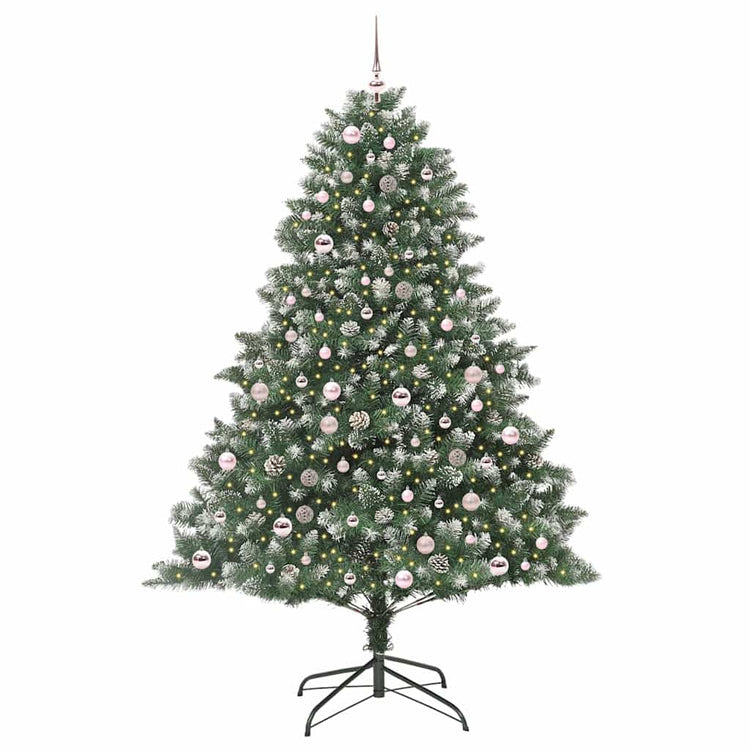 VidaXL sapin de Noël artificiel avec 300 LED vertes, 210 cm PVC et plastique et acier