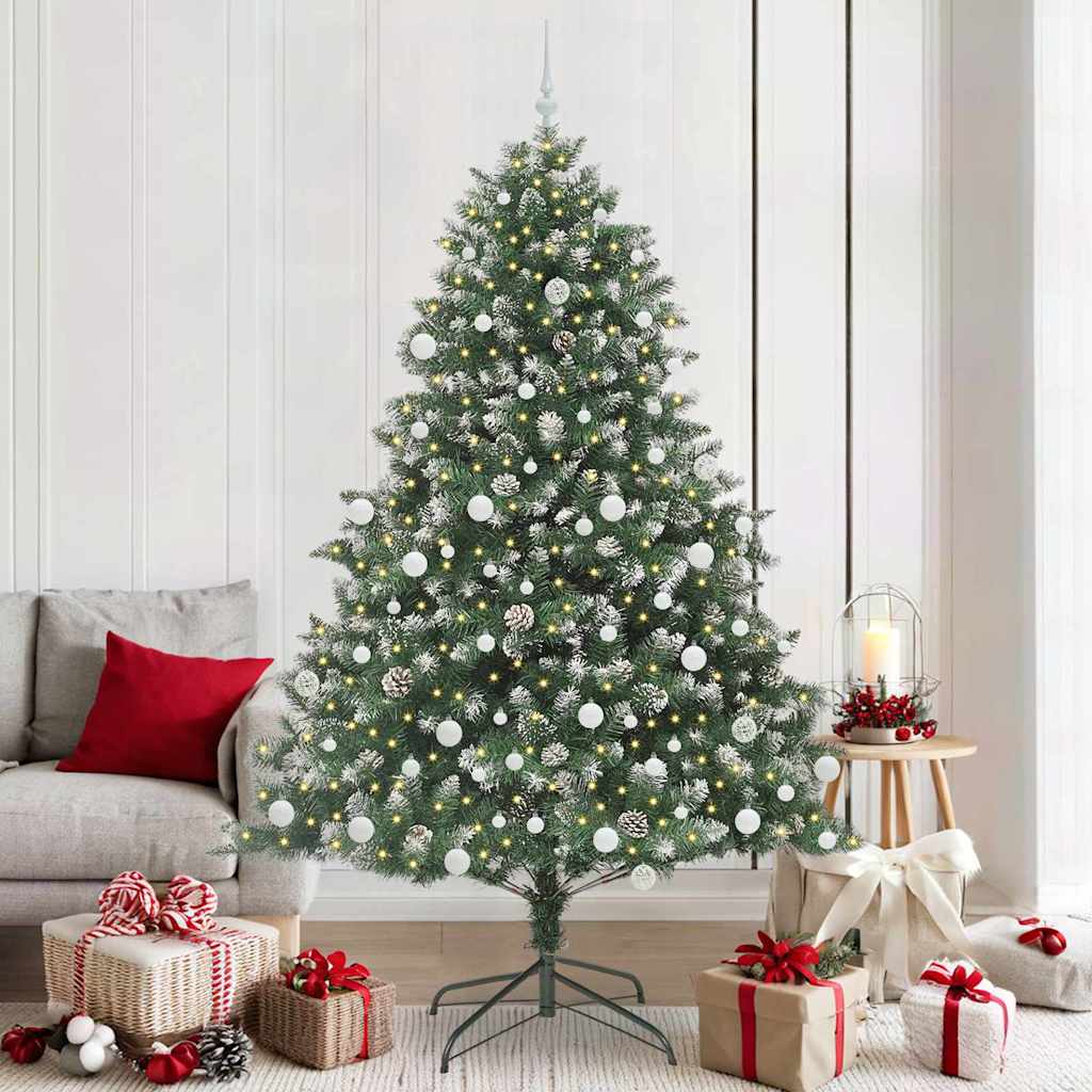 VidaXL sapin de Noël artificiel avec 300 LED vertes, 210 cm PVC et plastique et acier