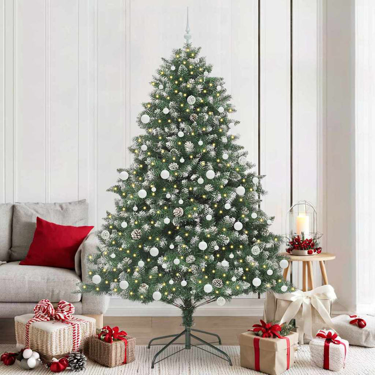 VidaXL sapin de Noël artificiel avec 300 LED vertes, 210 cm PVC et plastique et acier