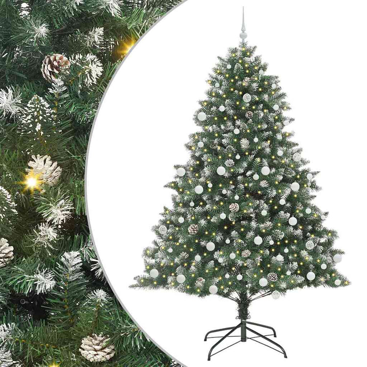 VidaXL sapin de Noël artificiel avec 300 LED vertes, 210 cm PVC et plastique et acier