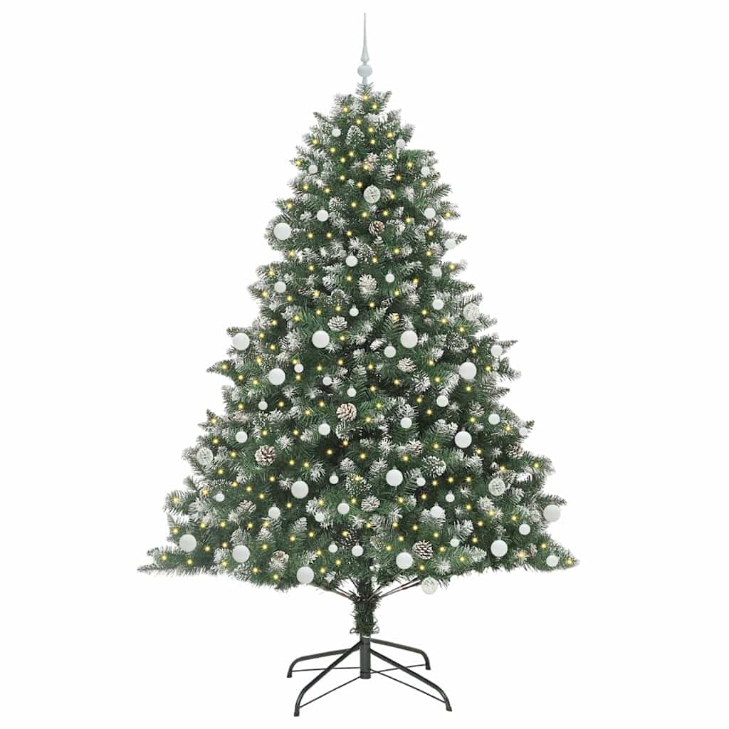 VidaXL sapin de Noël artificiel avec 300 LED vertes, 210 cm PVC et plastique et acier