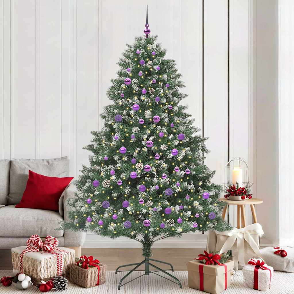 VidaXL sapin de Noël artificiel avec 300 LED vertes, 210 cm PVC et plastique et acier