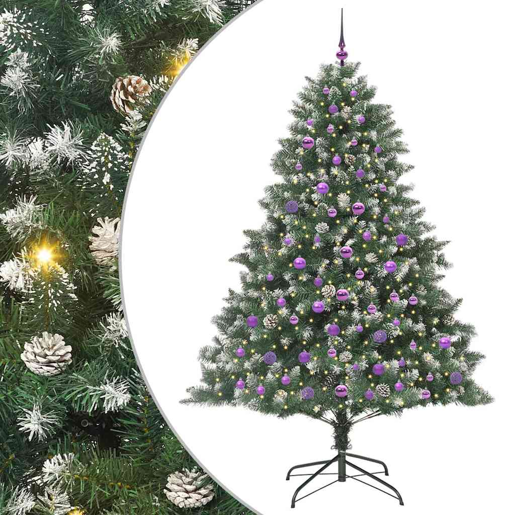 VidaXL sapin de Noël artificiel avec 300 LED vertes, 210 cm PVC et plastique et acier
