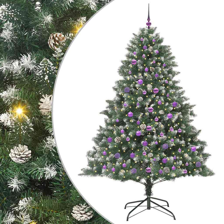 VidaXL sapin de Noël artificiel avec 300 LED vertes, 210 cm PVC et plastique et acier