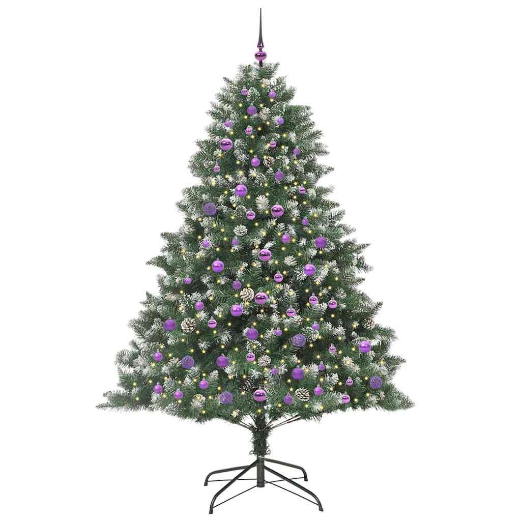 VidaXL sapin de Noël artificiel avec 300 LED vertes, 210 cm PVC et plastique et acier