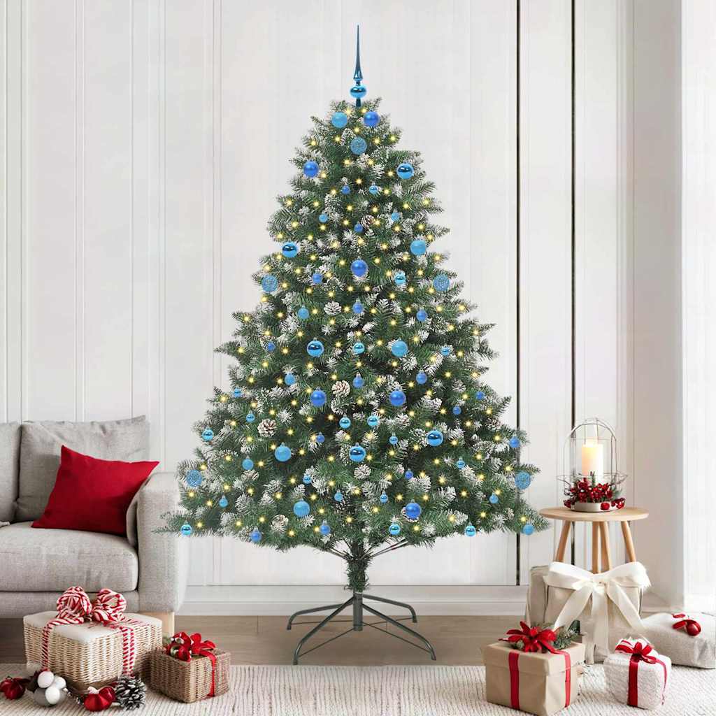 VidaXL sapin de Noël artificiel avec 300 LED vertes, 210 cm PVC et plastique et acier