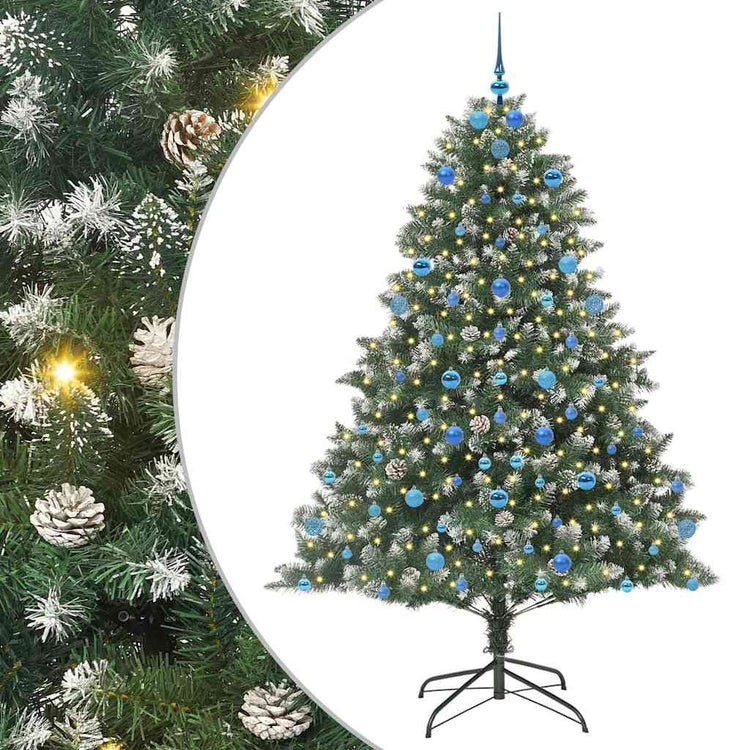 VidaXL sapin de Noël artificiel avec 300 LED vertes, 210 cm PVC et plastique et acier