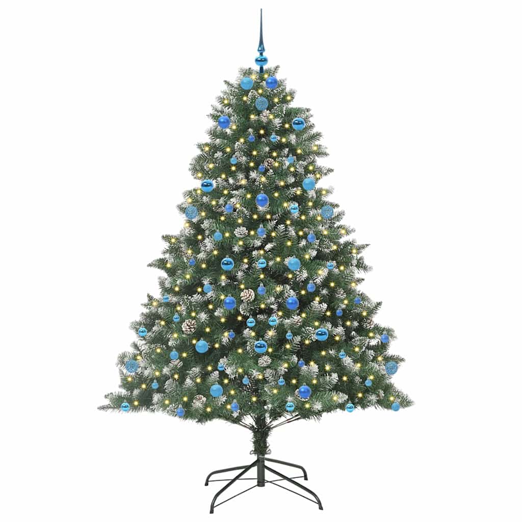 VidaXL sapin de Noël artificiel avec 300 LED vertes, 210 cm PVC et plastique et acier