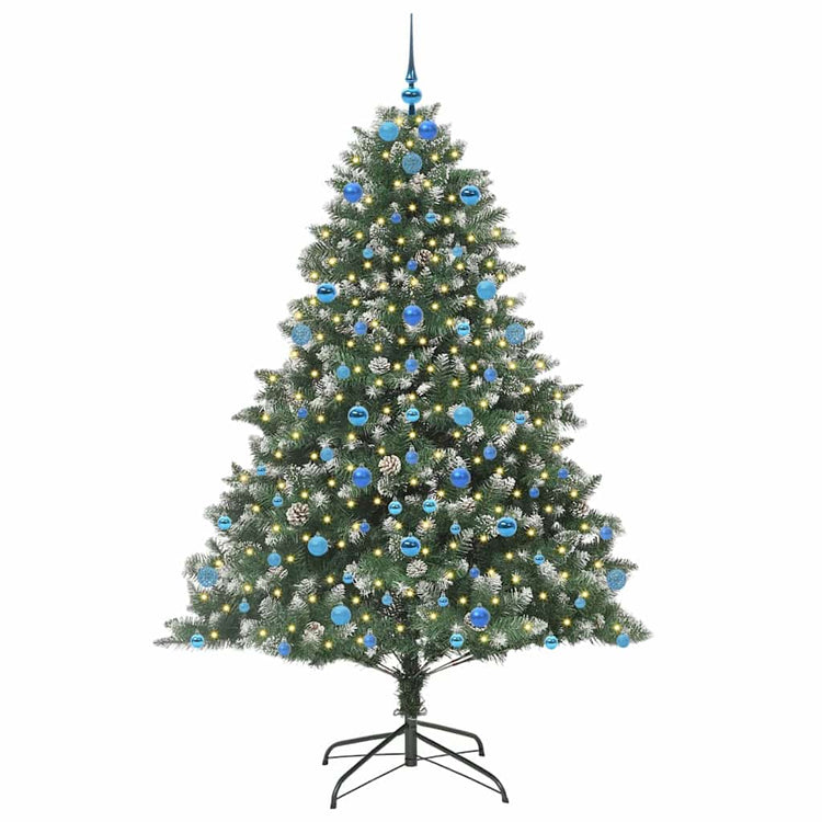 VidaXL sapin de Noël artificiel avec 300 LED vertes, 210 cm PVC et plastique et acier