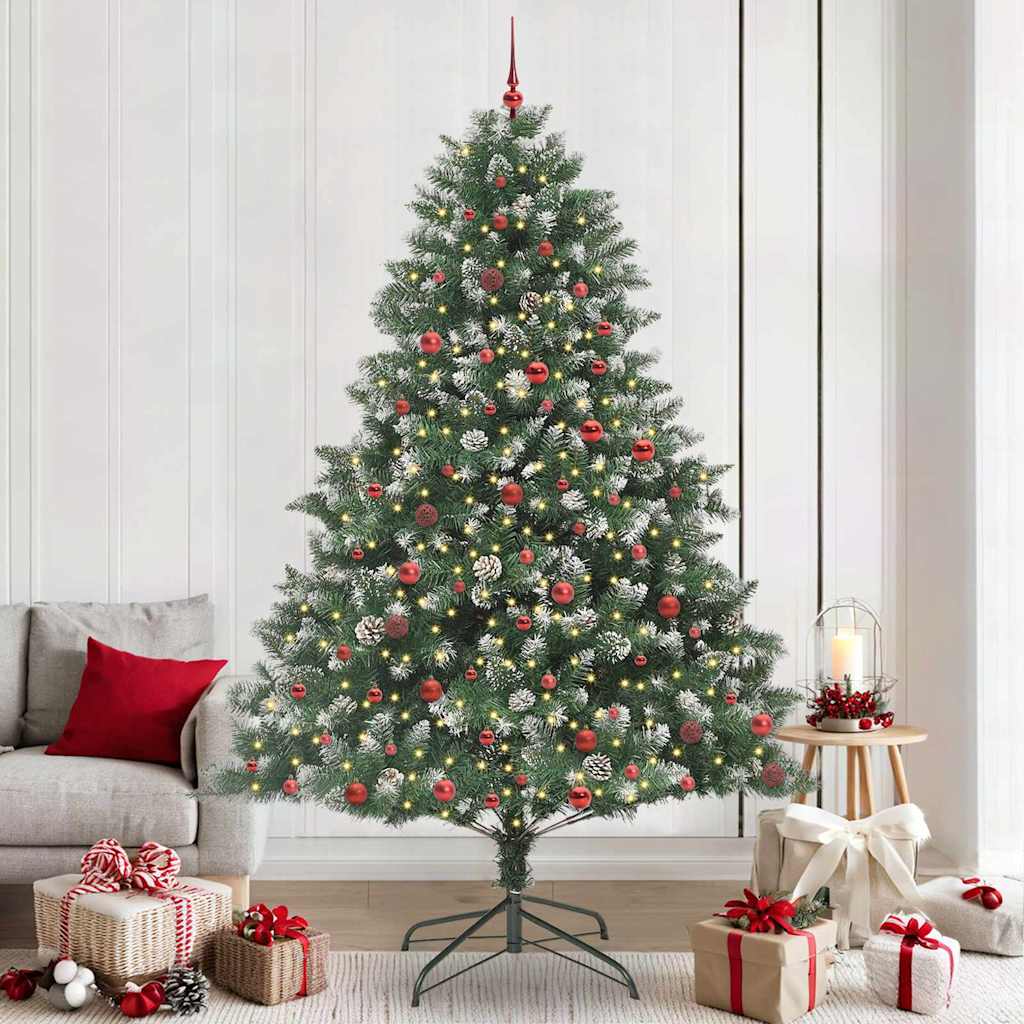 Vidaxx sapin de Noël artificiel avec 300 LED vertes, 240 cm PVC et plastique et acier