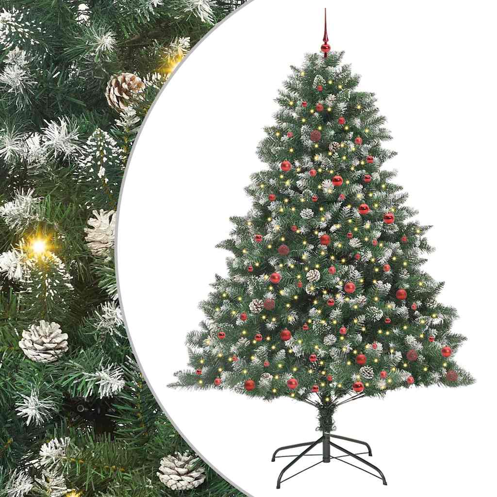 Vidaxx sapin de Noël artificiel avec 300 LED vertes, 240 cm PVC et plastique et acier