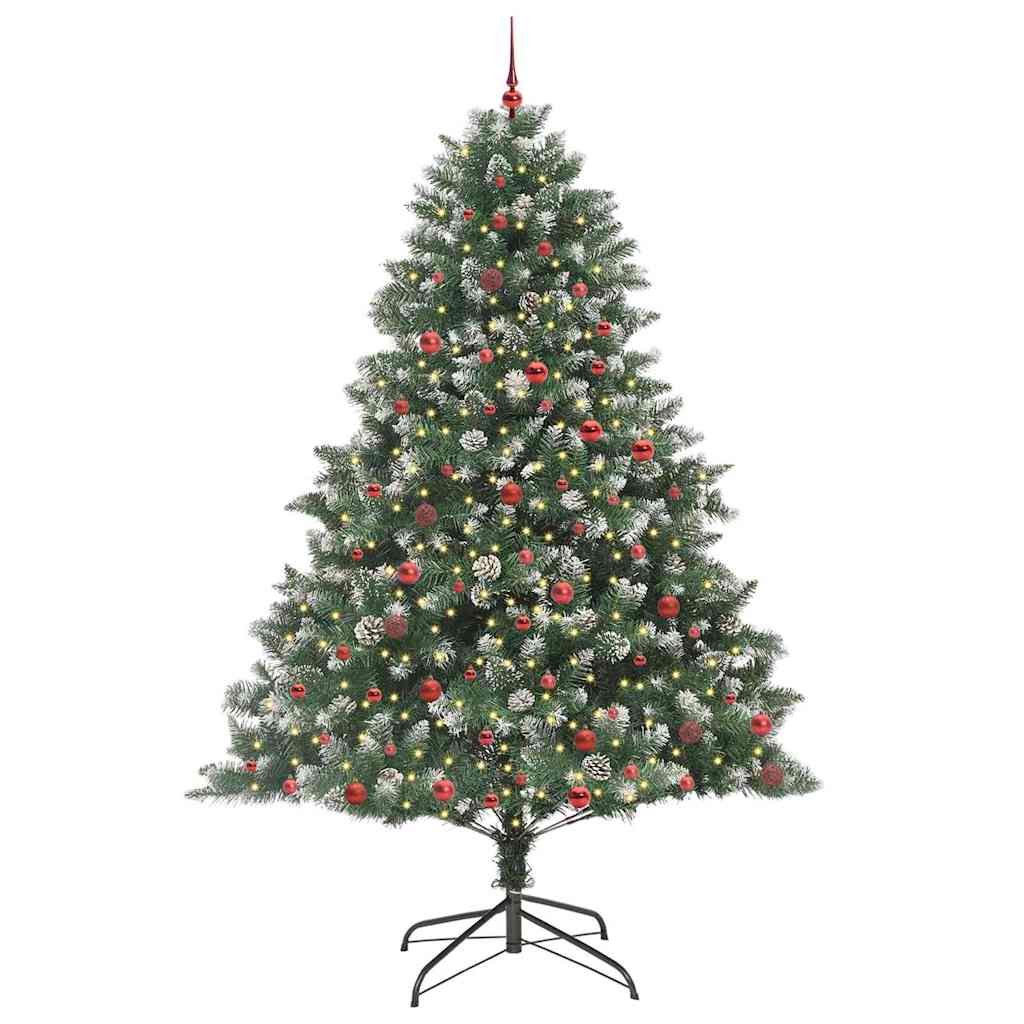 Vidaxx sapin de Noël artificiel avec 300 LED vertes, 240 cm PVC et plastique et acier