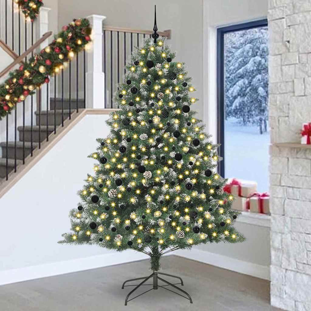 Vidaxx sapin de Noël artificiel avec 300 LED vertes, 240 cm PVC et plastique et acier