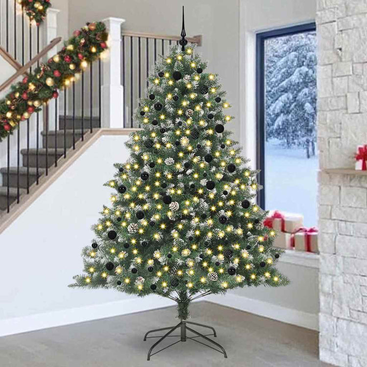 Vidaxx sapin de Noël artificiel avec 300 LED vertes, 240 cm PVC et plastique et acier