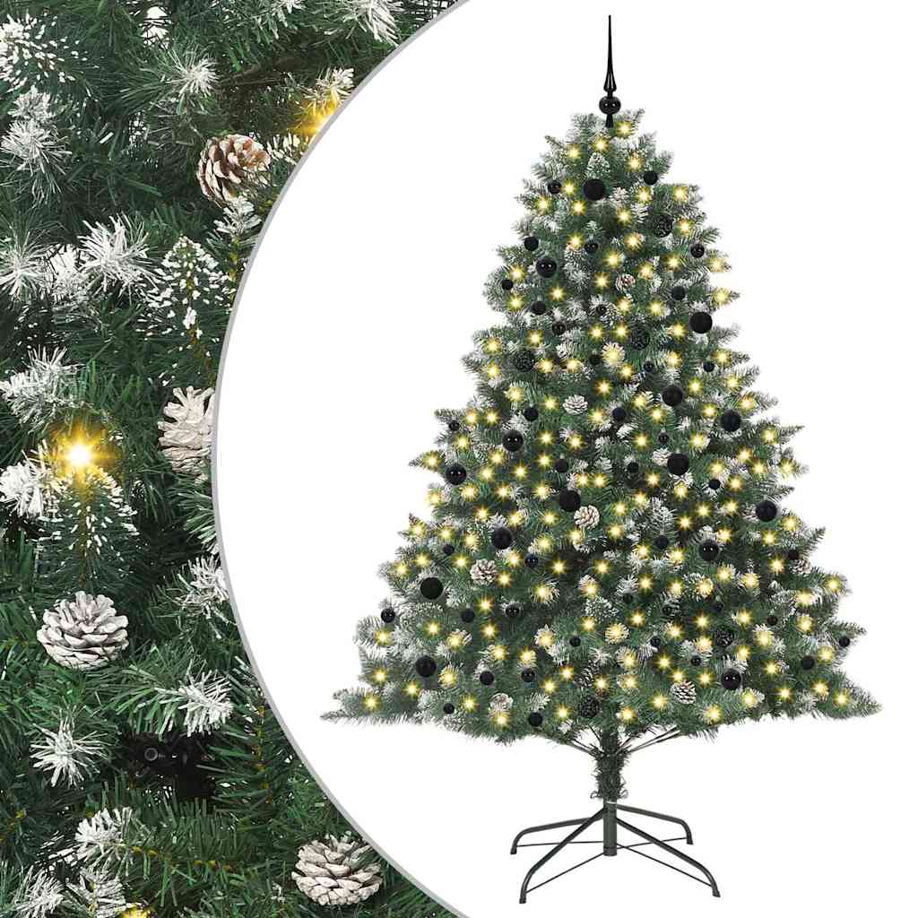 Vidaxx sapin de Noël artificiel avec 300 LED vertes, 240 cm PVC et plastique et acier