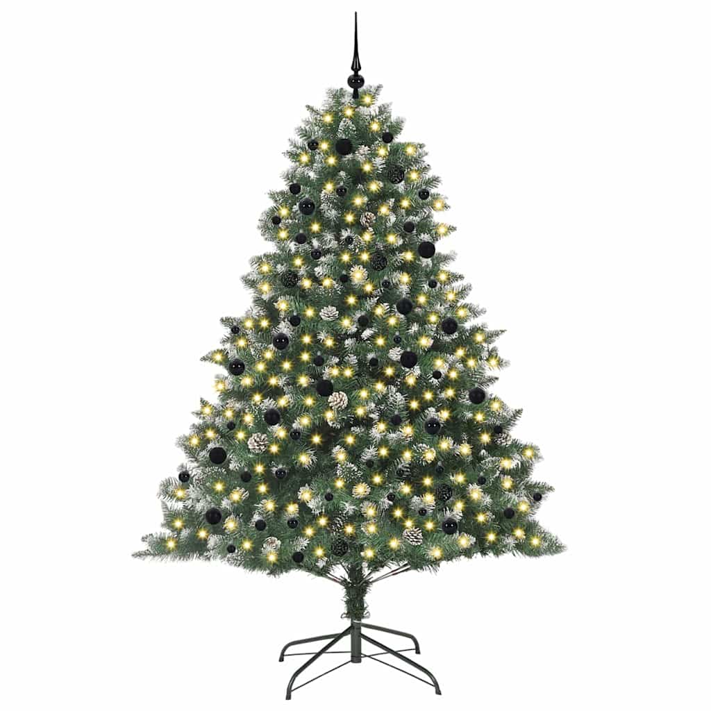 Vidaxx sapin de Noël artificiel avec 300 LED vertes, 240 cm PVC et plastique et acier