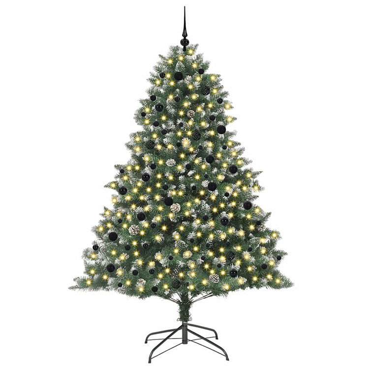 Vidaxx sapin de Noël artificiel avec 300 LED vertes, 240 cm PVC et plastique et acier