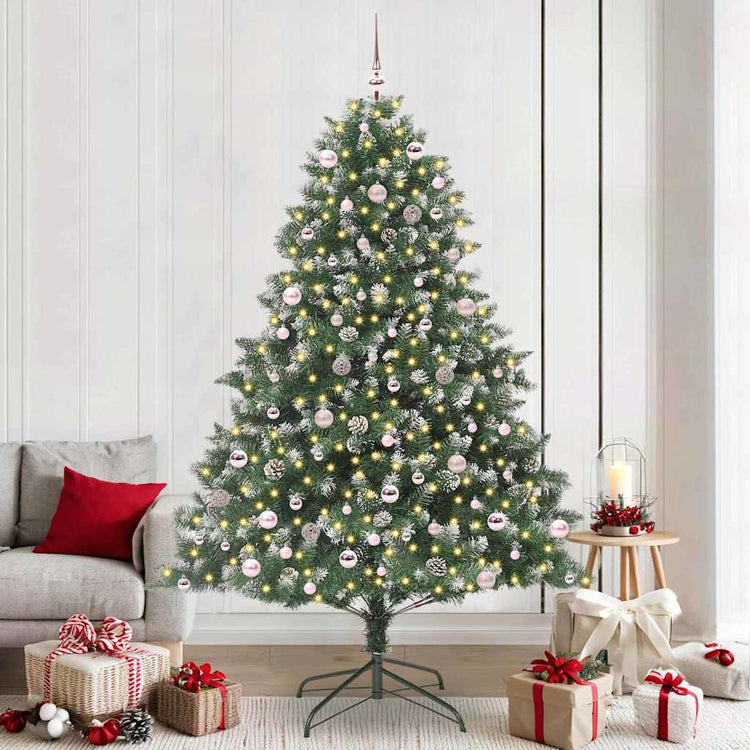 Vidaxx sapin de Noël artificiel avec 300 LED vertes, 240 cm PVC et plastique et acier