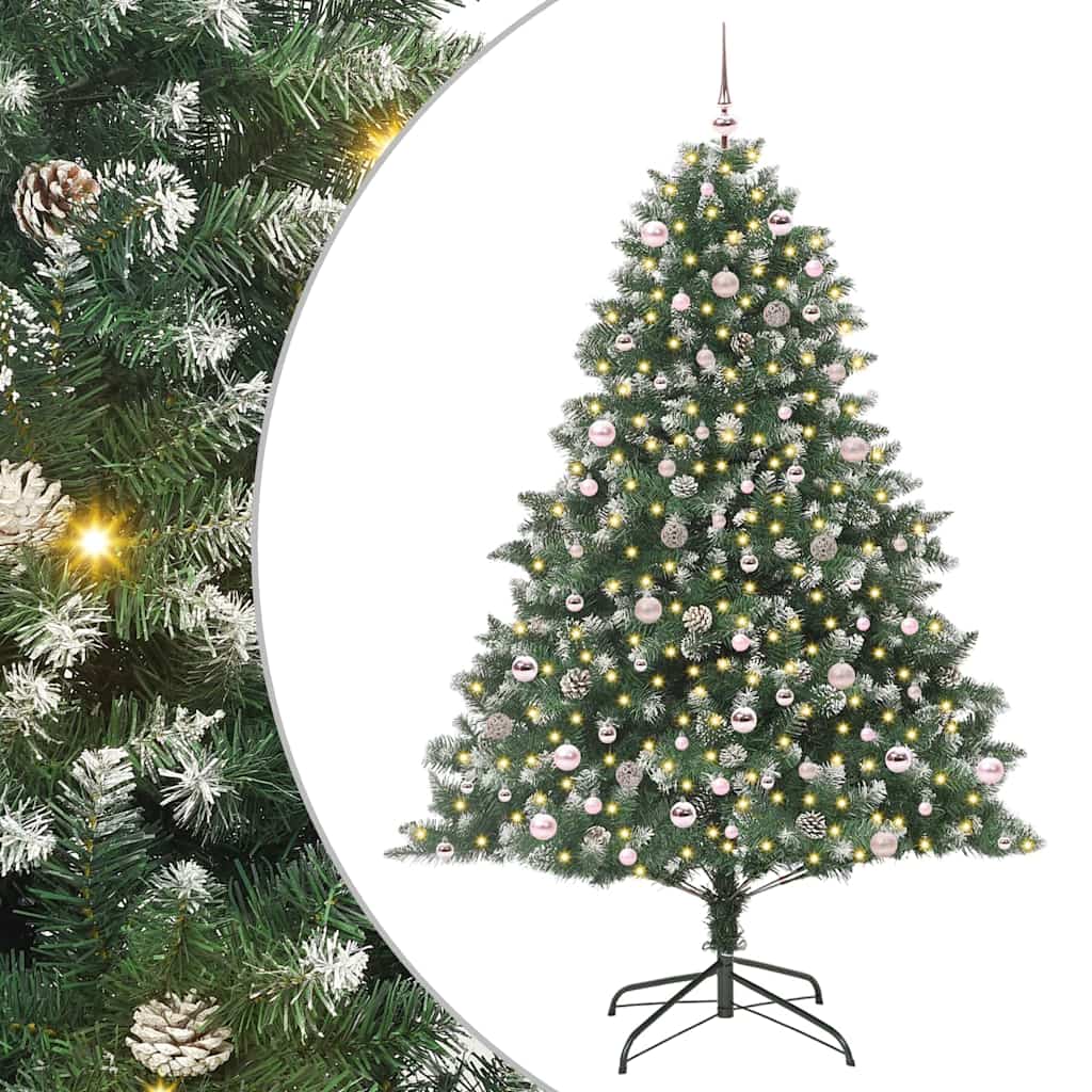 Vidaxx sapin de Noël artificiel avec 300 LED vertes, 240 cm PVC et plastique et acier