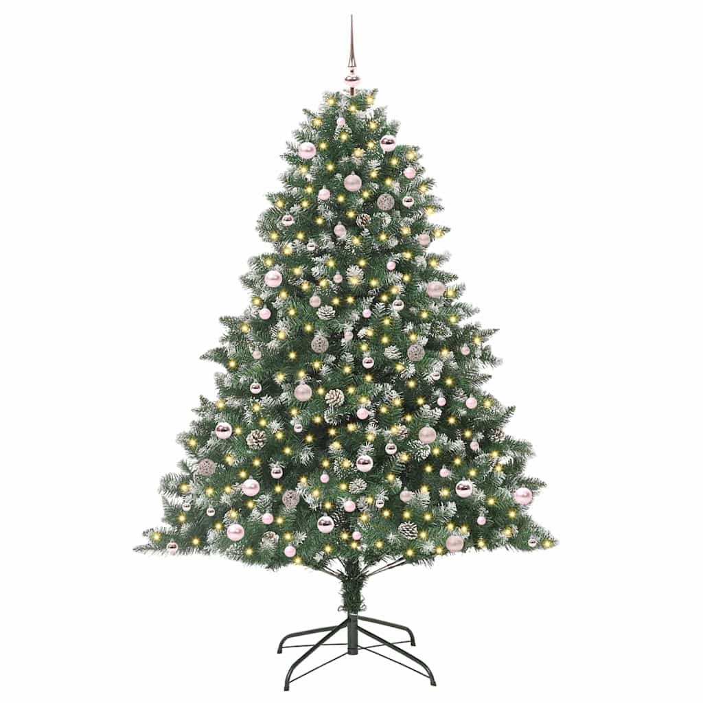 Vidaxx sapin de Noël artificiel avec 300 LED vertes, 240 cm PVC et plastique et acier