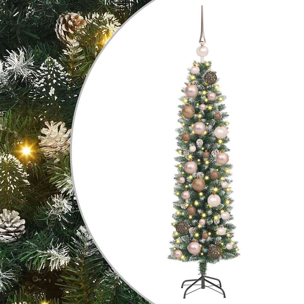 Vidaxx sapin de Noël artificiel mince avec 150 LED vert et blanc 120 cm